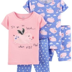 2 pairs Carter's when pigs fly Girls Jammies